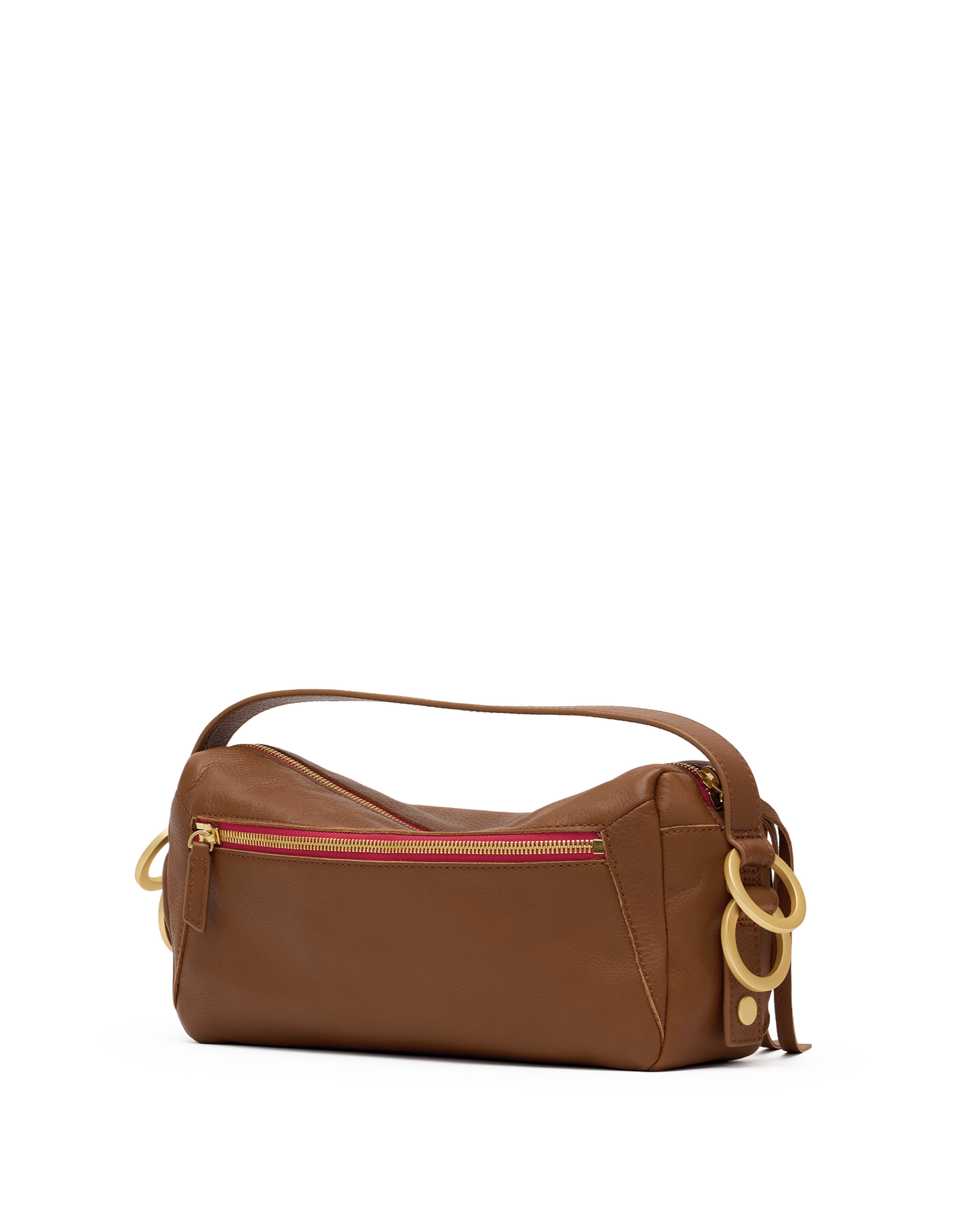 Hammitt Doxie Mahogany Pebble/Brushed Gold Red Zip Med