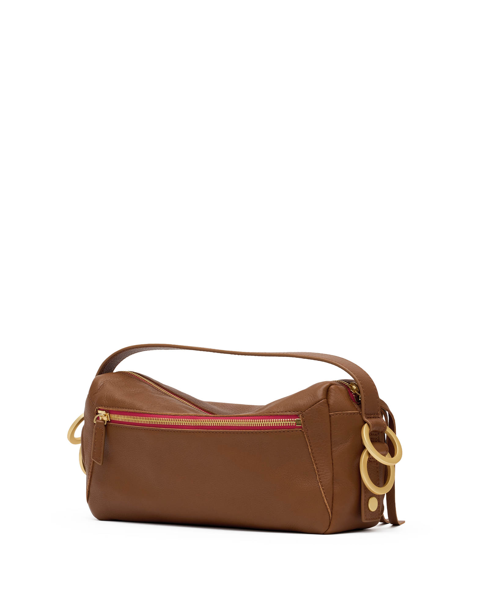 Hammitt Doxie Mahogany Pebble/Brushed Gold Red Zip Med