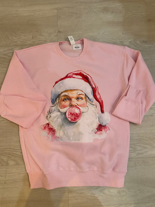 Bubble Gum Santa Sweatshirt - Pink