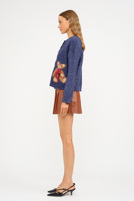 Navy Teddy Bear Cardigan