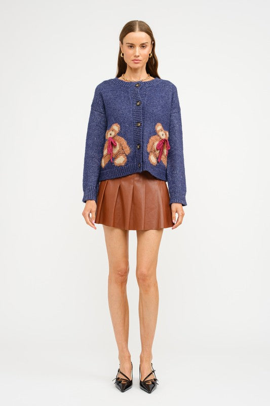 Navy Teddy Bear Cardigan