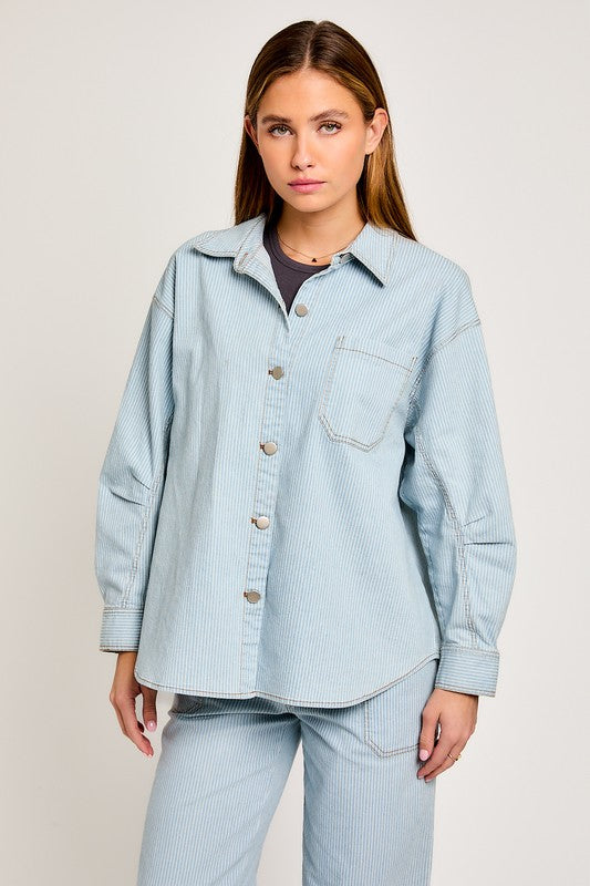 Denim Stripe Shacket