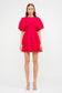 Jacquie Cotton Poplin Smocked Mini Dress - Red