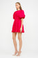 Jacquie Cotton Poplin Smocked Mini Dress - Red