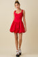Lace Up Back Bubble Hem Mini Dress - Red