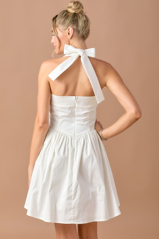 Halter Mini Dress - White