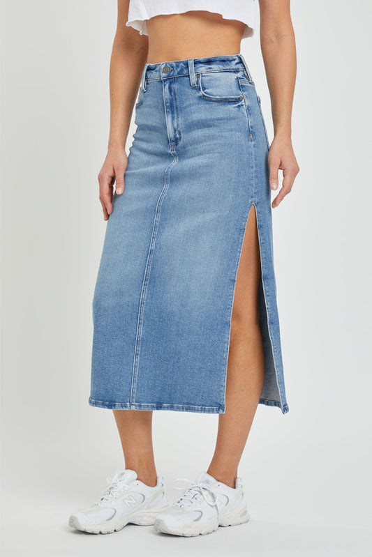 Peyton Denim Side Slit Skirt