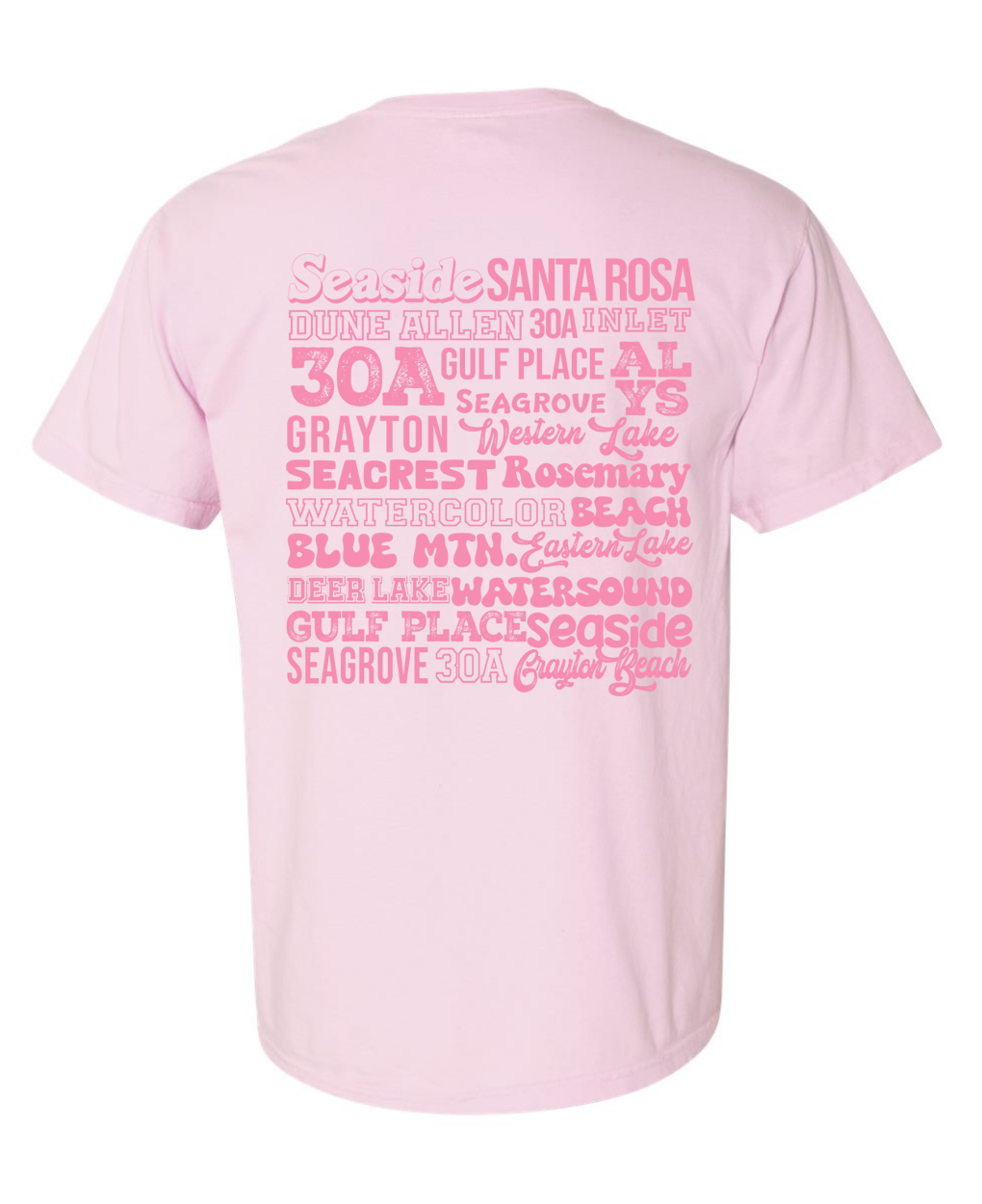 Pink Places on 30A Heart Tee (2025) - Pink