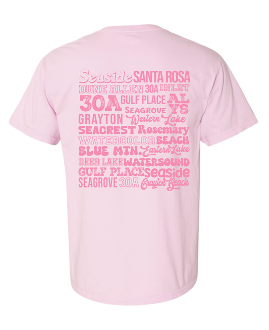 Pink Places on 30A Heart Tee (2025) - Pink