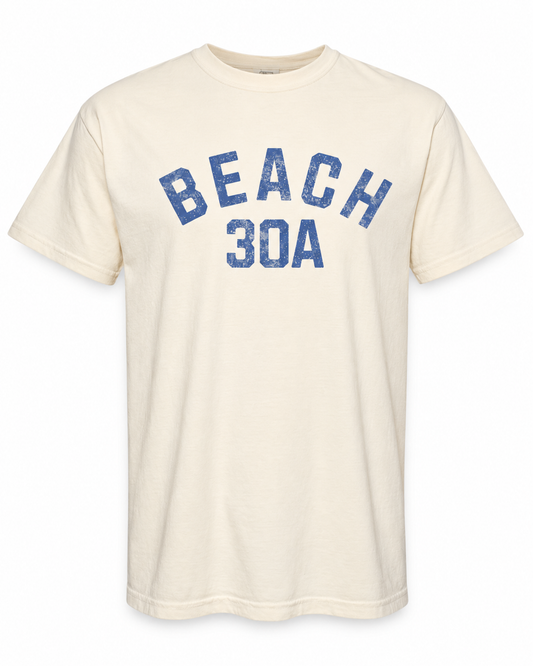 Beach 30A Curve Tee -blue on ivory