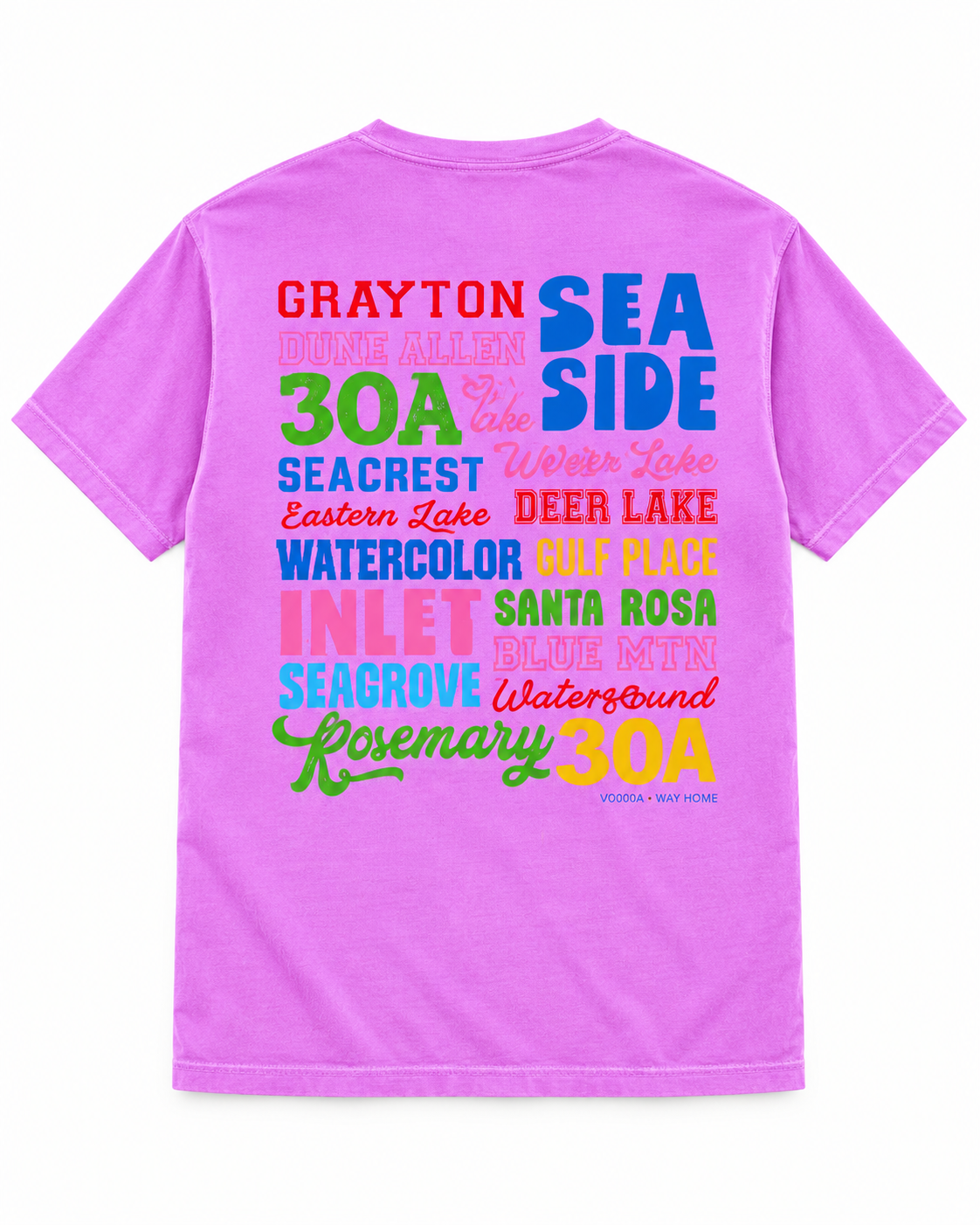 Places on 30A 26' Tee - Multi on Neon Violet