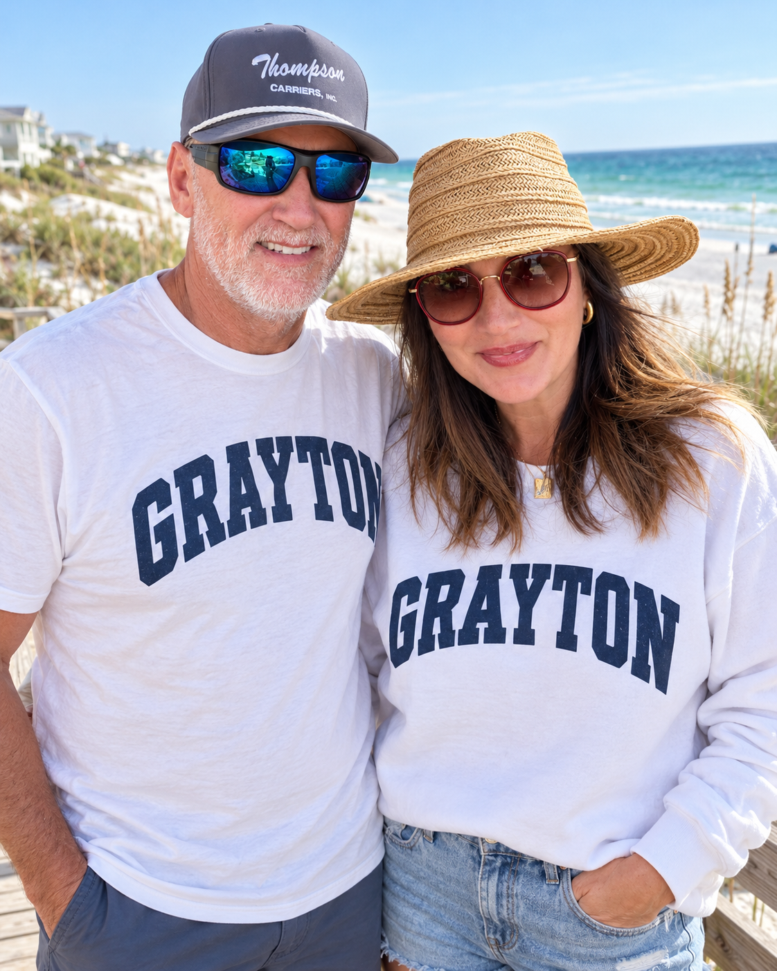 Grayton Curve Varsity Letter Tee - White