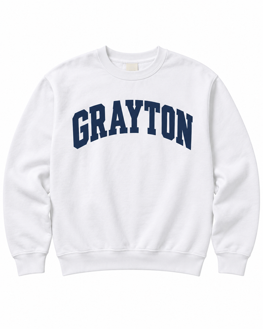 Grayton Curve Varsity Letter Sweatshirt - White