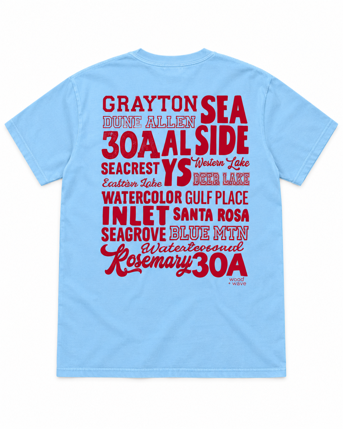 Places on 30A 26' Tee - Red on Chambray