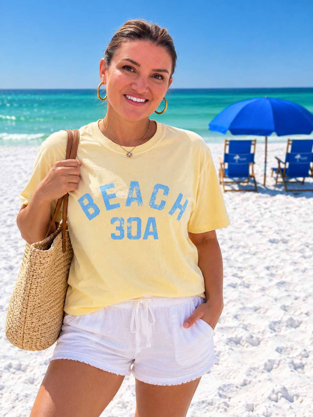 Beach 30A Tee - Blue on Butter