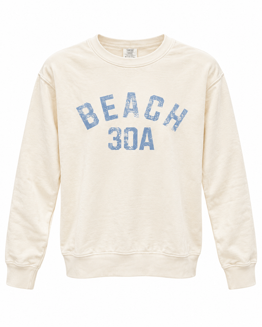 Beach 30A Curve Sweatshirt - Ivory/Blue