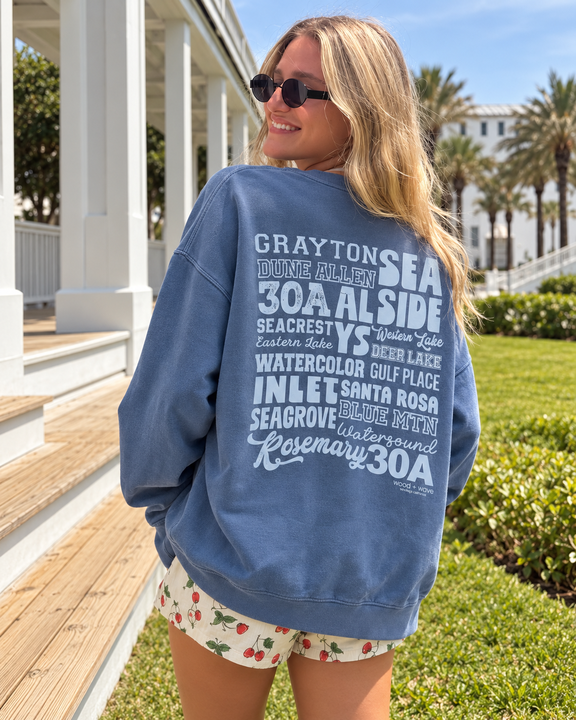 Places on 30a 26' Sweatshirt - Light Blue on Blue Jean