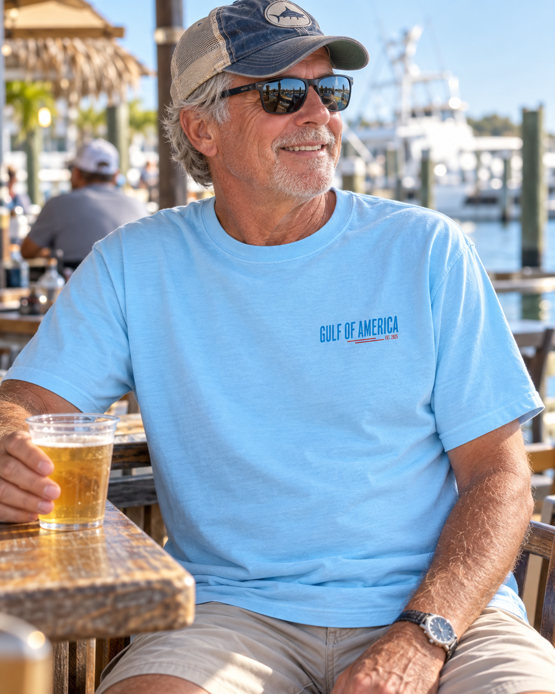 Gulf Of America Trump Float Tee - Chambray