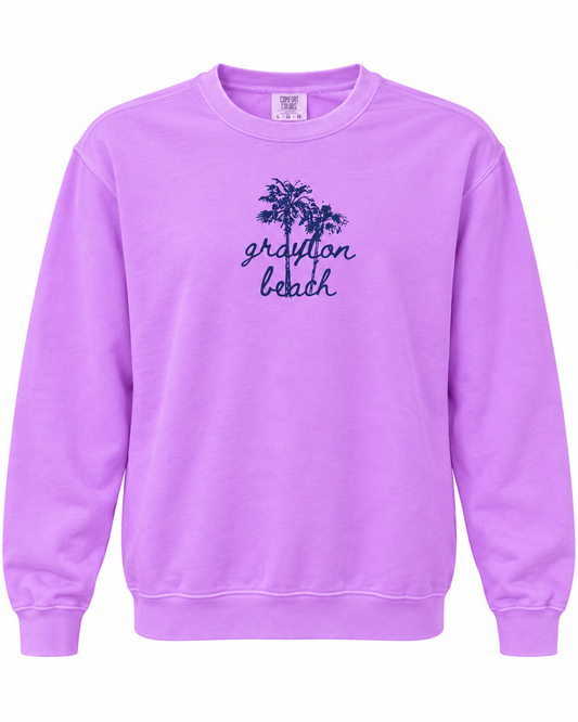 Grayton Beach Palm Neon Violet Sweatshirt
