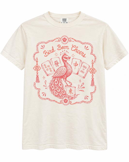 Bird Bam Cheers on Ivory Tee