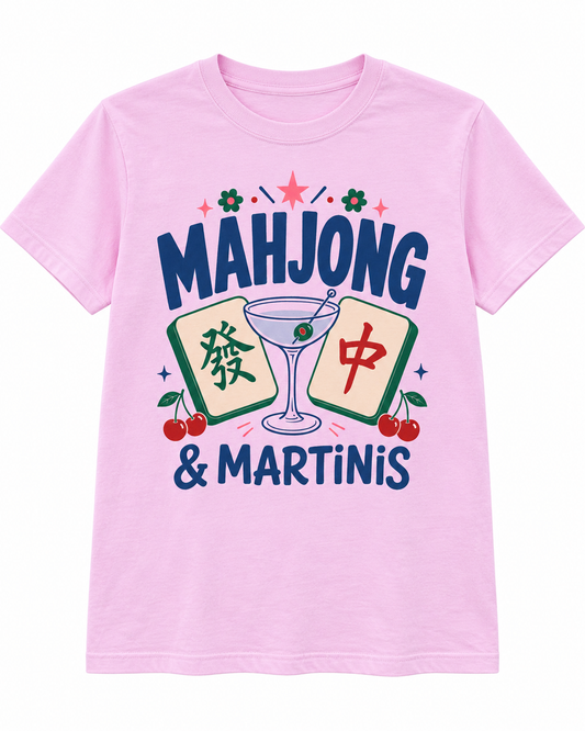 Mahjong and Martinis Pink Tee