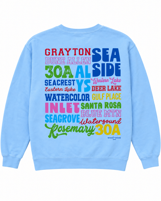 Places On 30A 26 Sweatshirt - Multi On Blue
