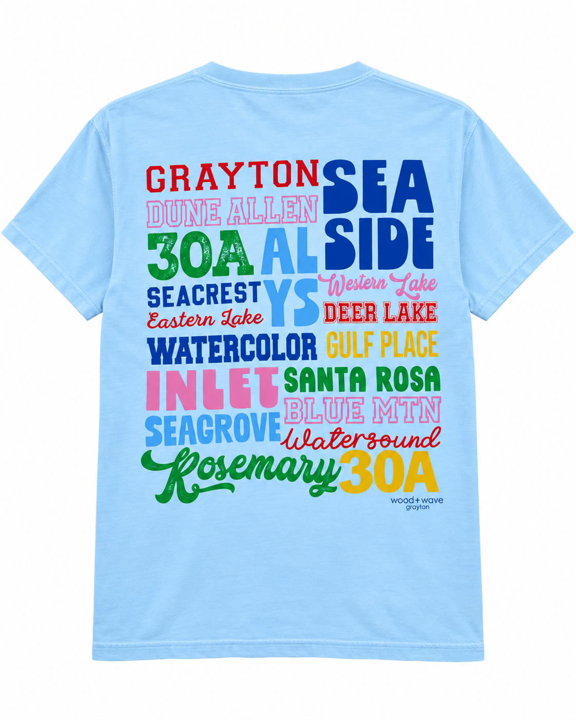 Places on 30A 26 Tee - Multi On Blue
