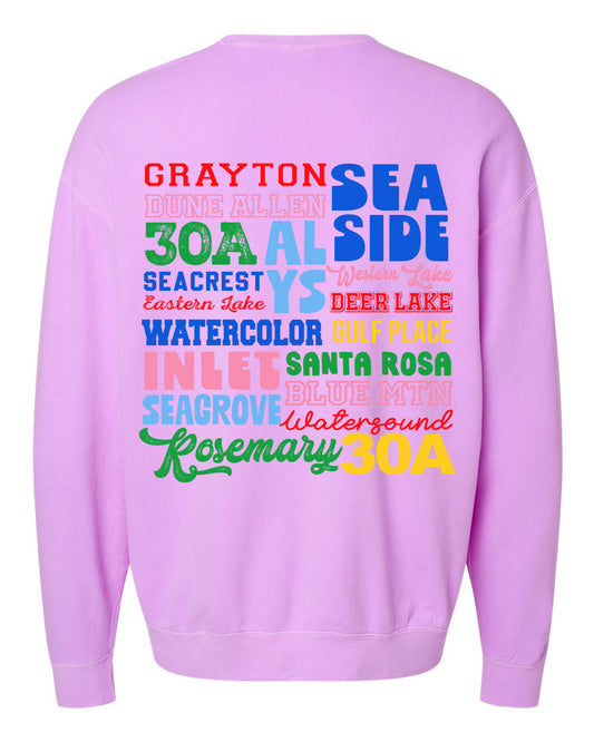 Places on 30A 26' Sweatshirt - Multi on Violet