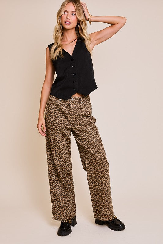 Wide Leg Animal Print Pant