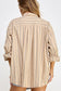 Taupe Stripe Button LS Shirt Top