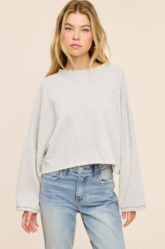 Cropped Dolman Top - Ash Grey