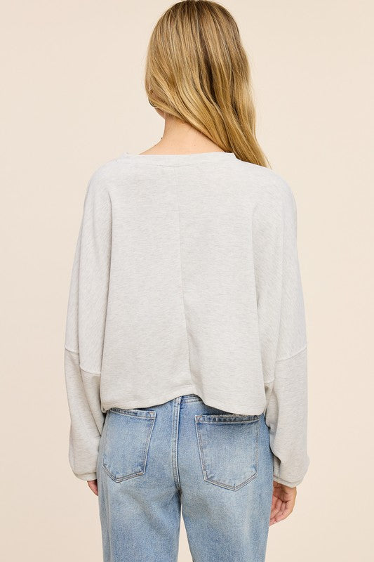 Cropped Dolman Top - Ash Grey