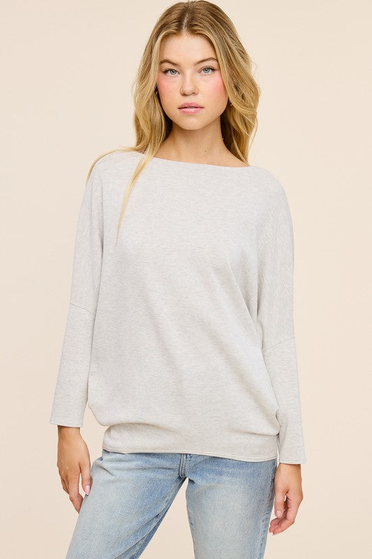 Boatneck Perfect Tunic Top - Ash Grey