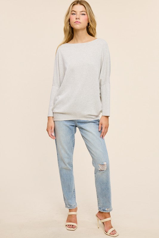 Boatneck Perfect Tunic Top - Ash Grey