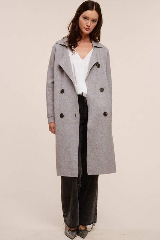 Timeless Cashmere Blend Peacoat - Heather Grey