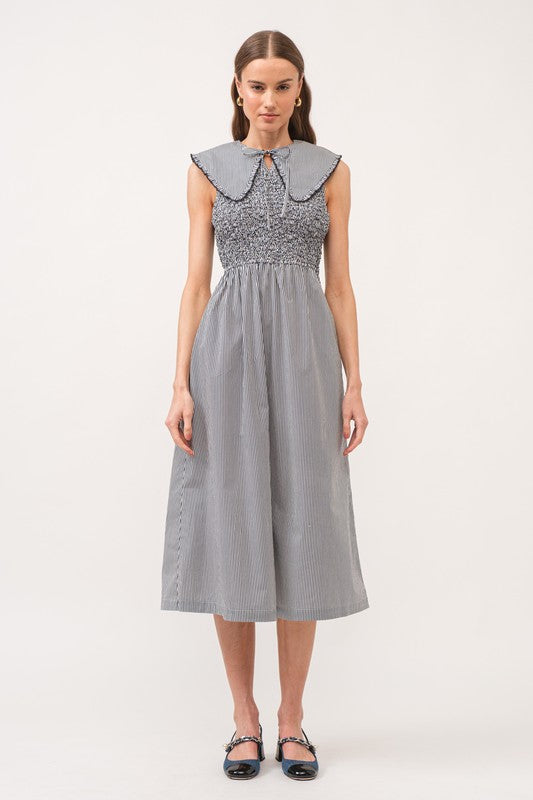 Black Stripe Elaina Midi Dress