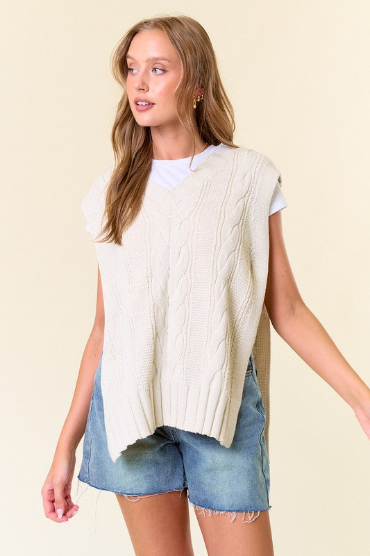 V-Neck Drop Shoulder Sweater Vest