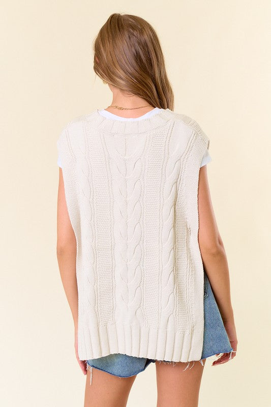 V-Neck Drop Shoulder Sweater Vest