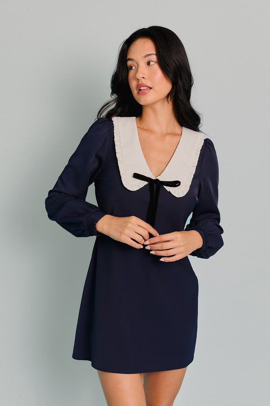 Long Sleeve Mini Dress with Collar