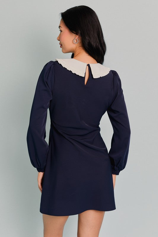 Long Sleeve Mini Dress with Collar