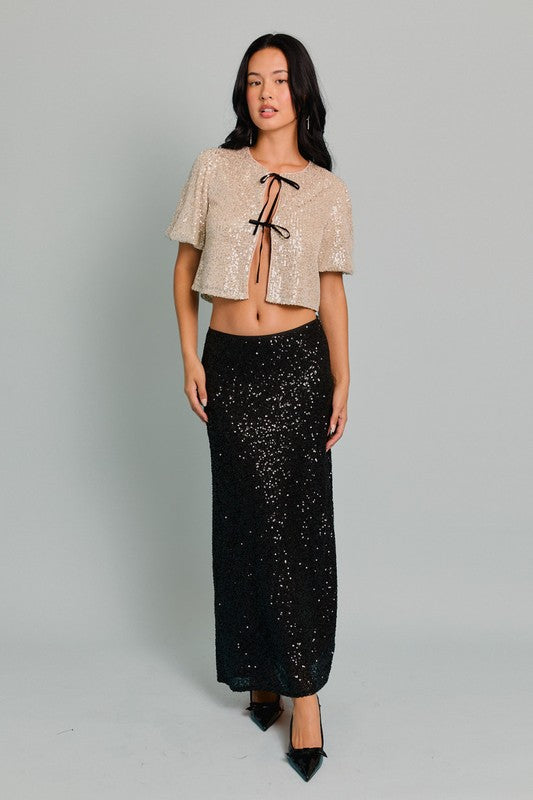 Puff Sleeve Sequin Top