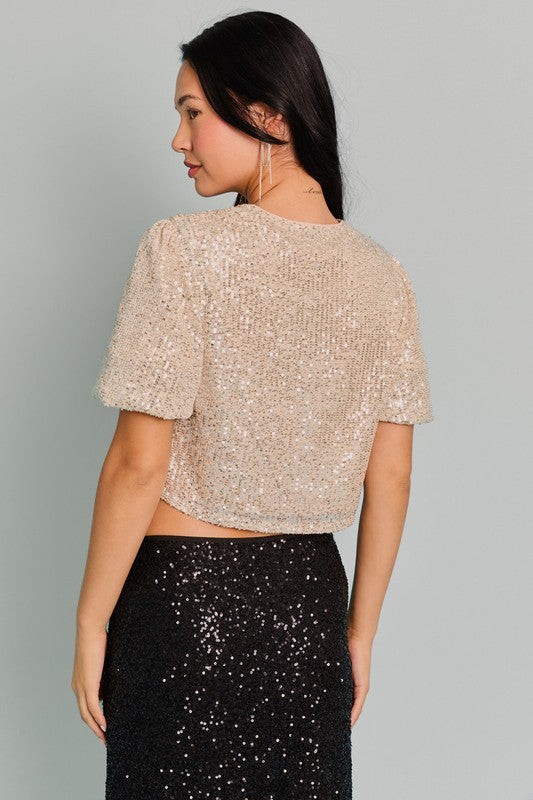 Puff Sleeve Sequin Top