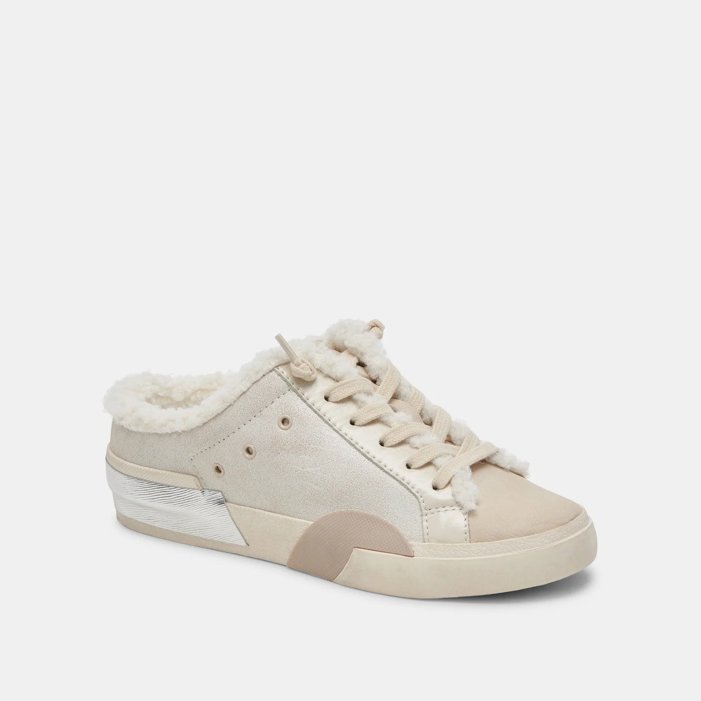 Zantel Off White Crackled Leather Sneaker