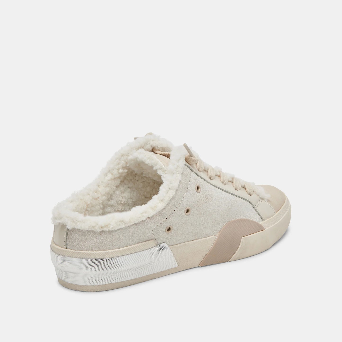 Zantel Off White Crackled Leather Sneaker