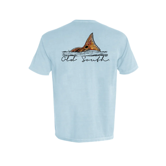 Red Fish Fin Tee - Chambray