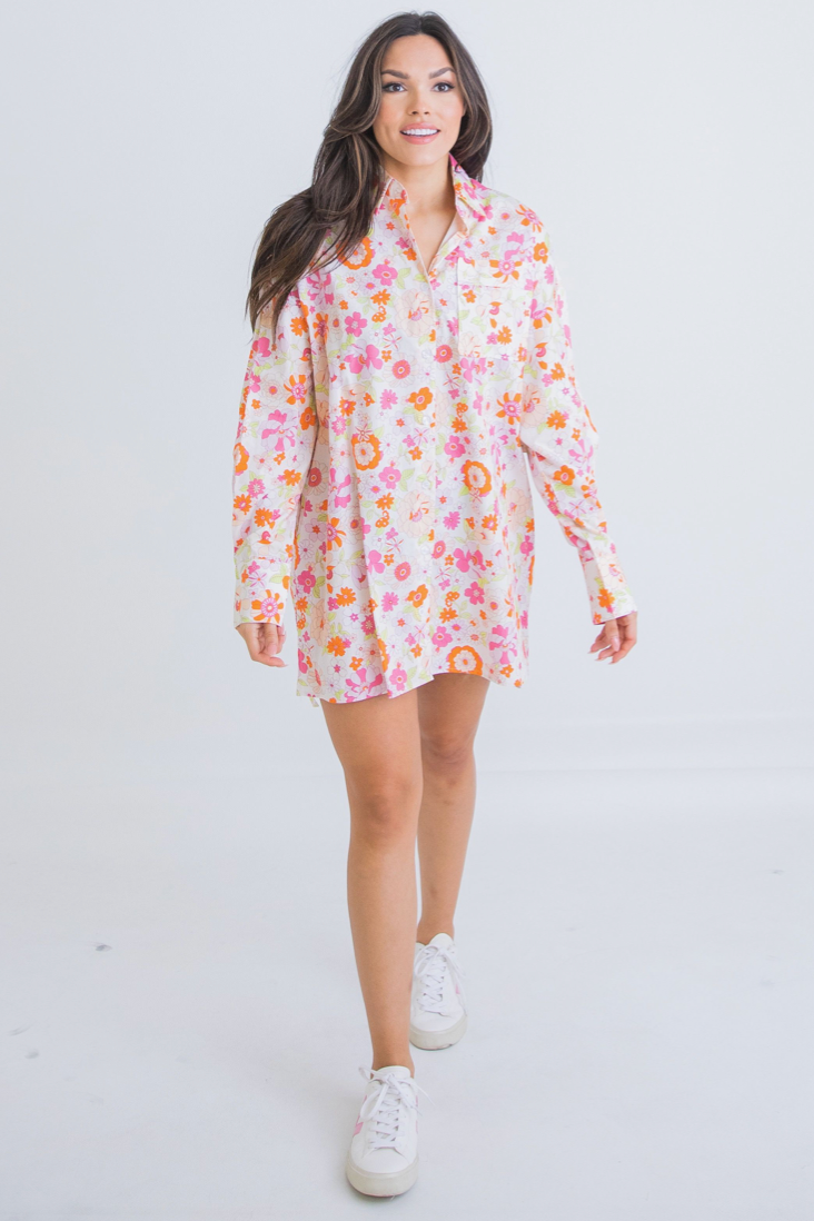 Floral Poplin London Pocket Shirt Dress