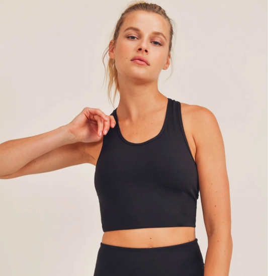 Black Athletic Racer Crop Tank