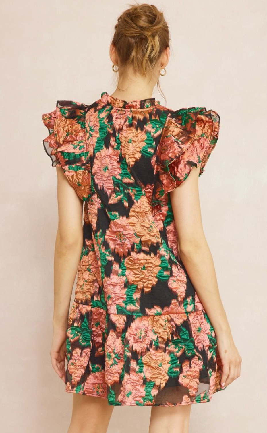 Flower Printed Dress - Salmon