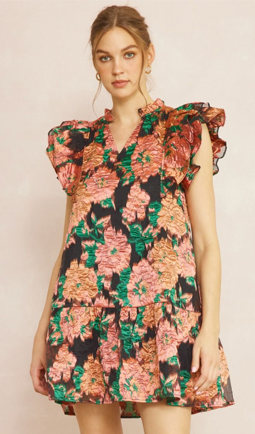 Flower Printed Dress - Salmon