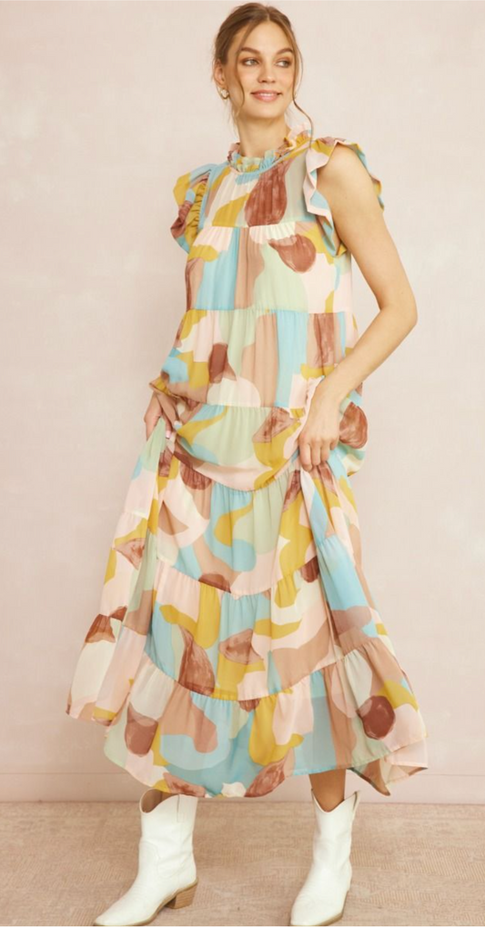 Mocha Combo High Neck Maxi